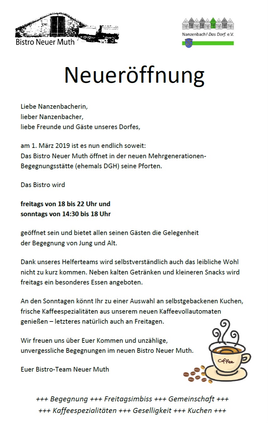 Flyer Neueröffnung Bistro