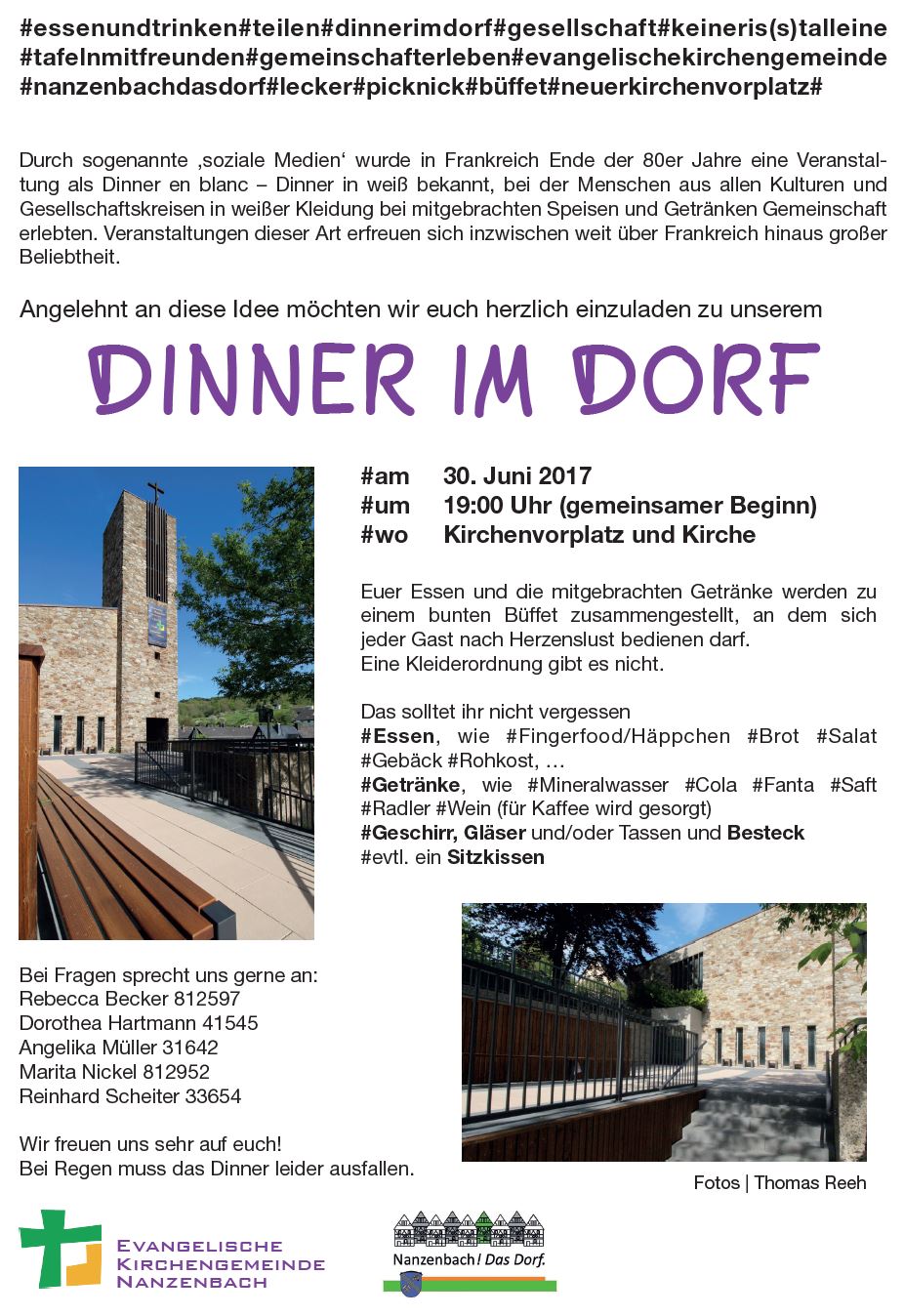 Einladung zum 1. Dinner im Dorf